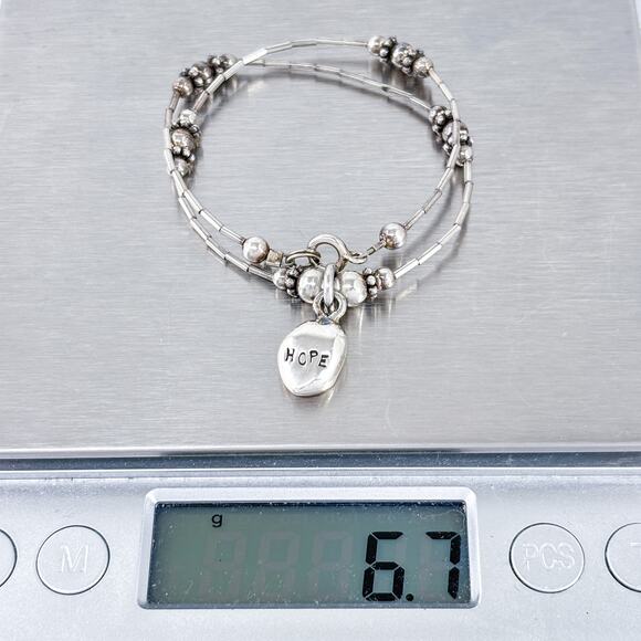 Vintage USA Sterling Silver 925 Beaded Anklet with HOPE Charm 10.25” - Picture 6 of 6